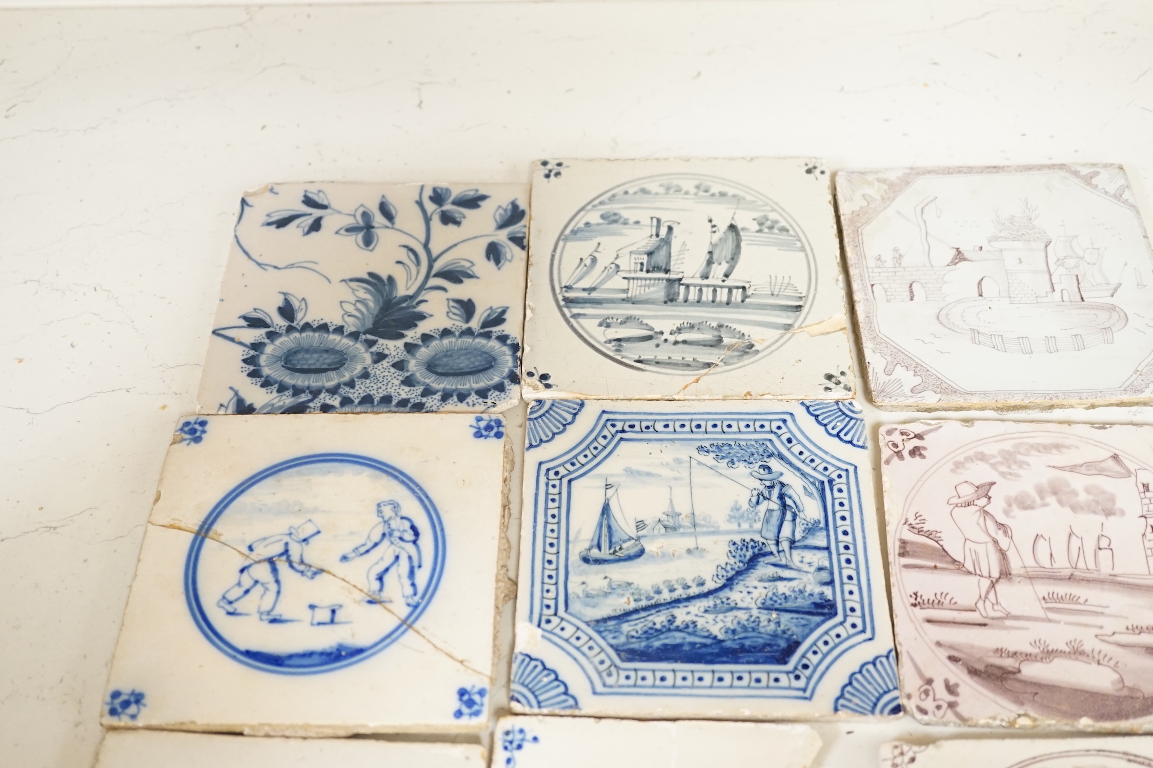 A collection of 18th and 19th century Delft tiles